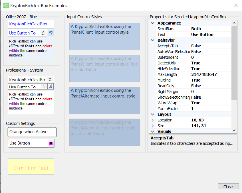 KryptonRichTextBox 示例截图